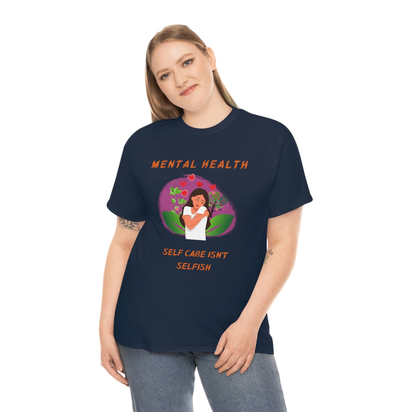 Mental Health Self Care Unisex Heavy Cotton Tee