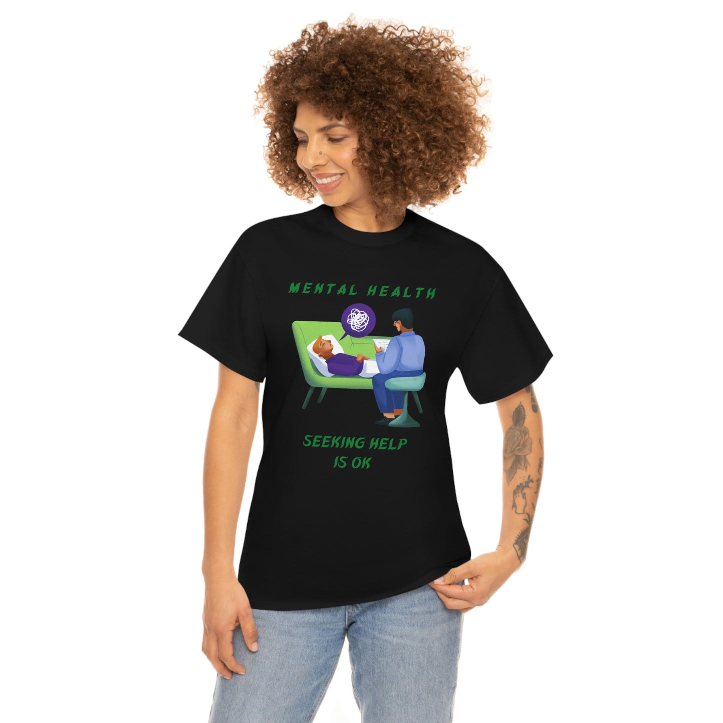 Mental Health Seek Help Unisex Heavy Cotton Tee