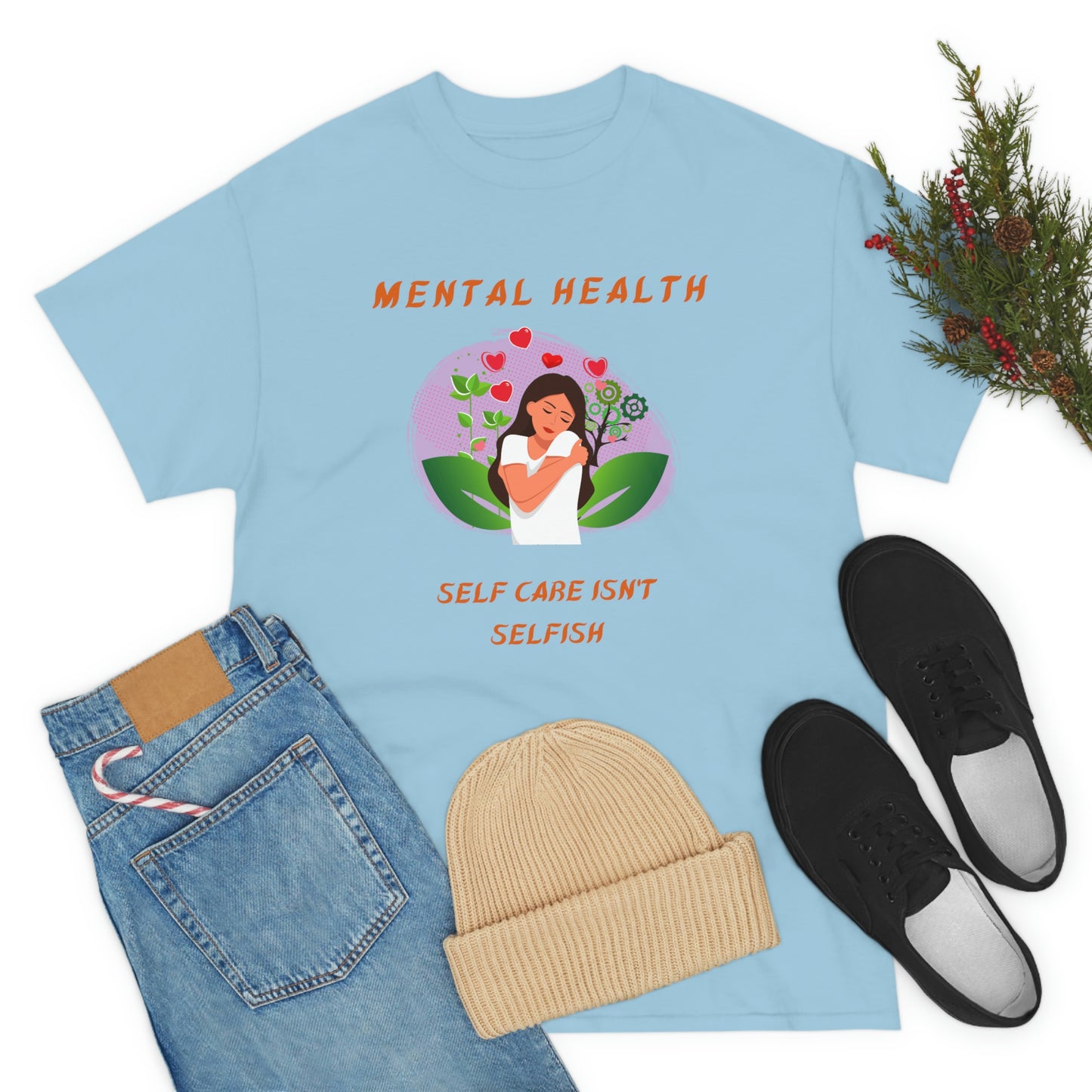 Mental Health Self Care Unisex Heavy Cotton Tee