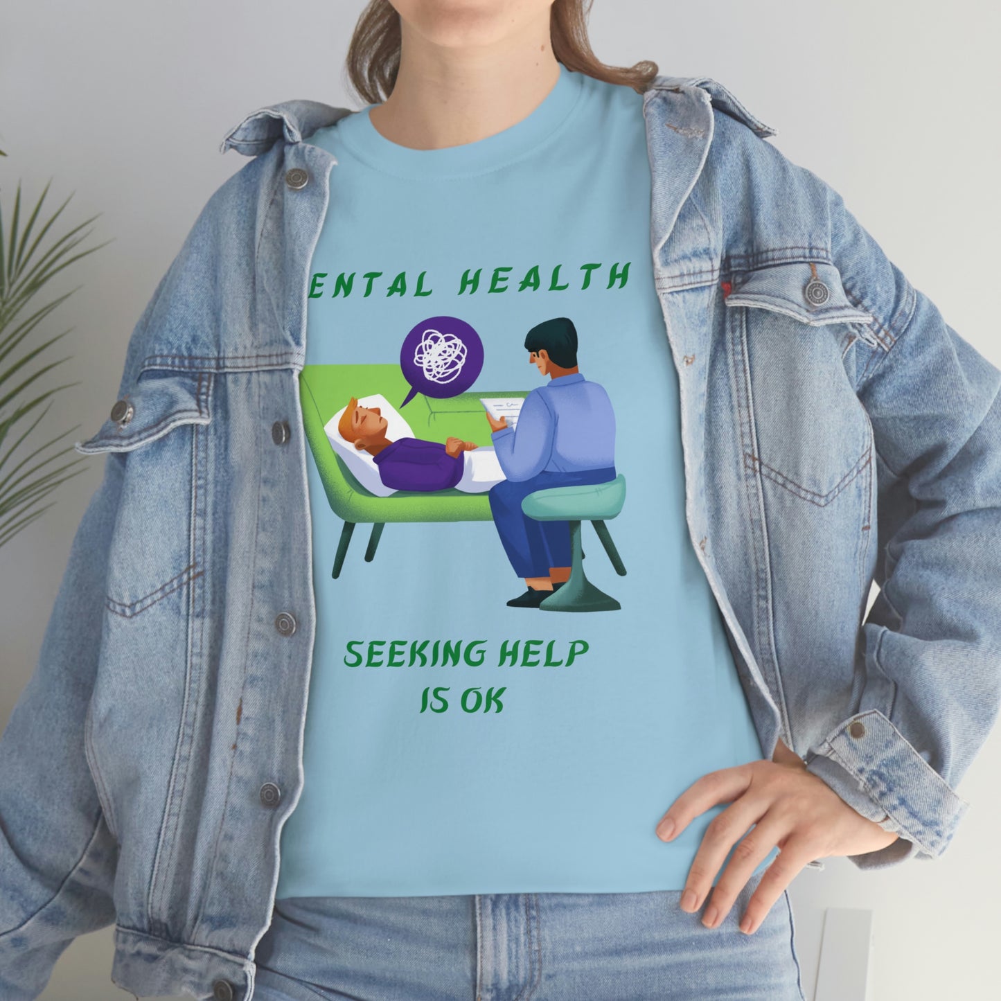 Mental Health Seek Help Unisex Heavy Cotton Tee