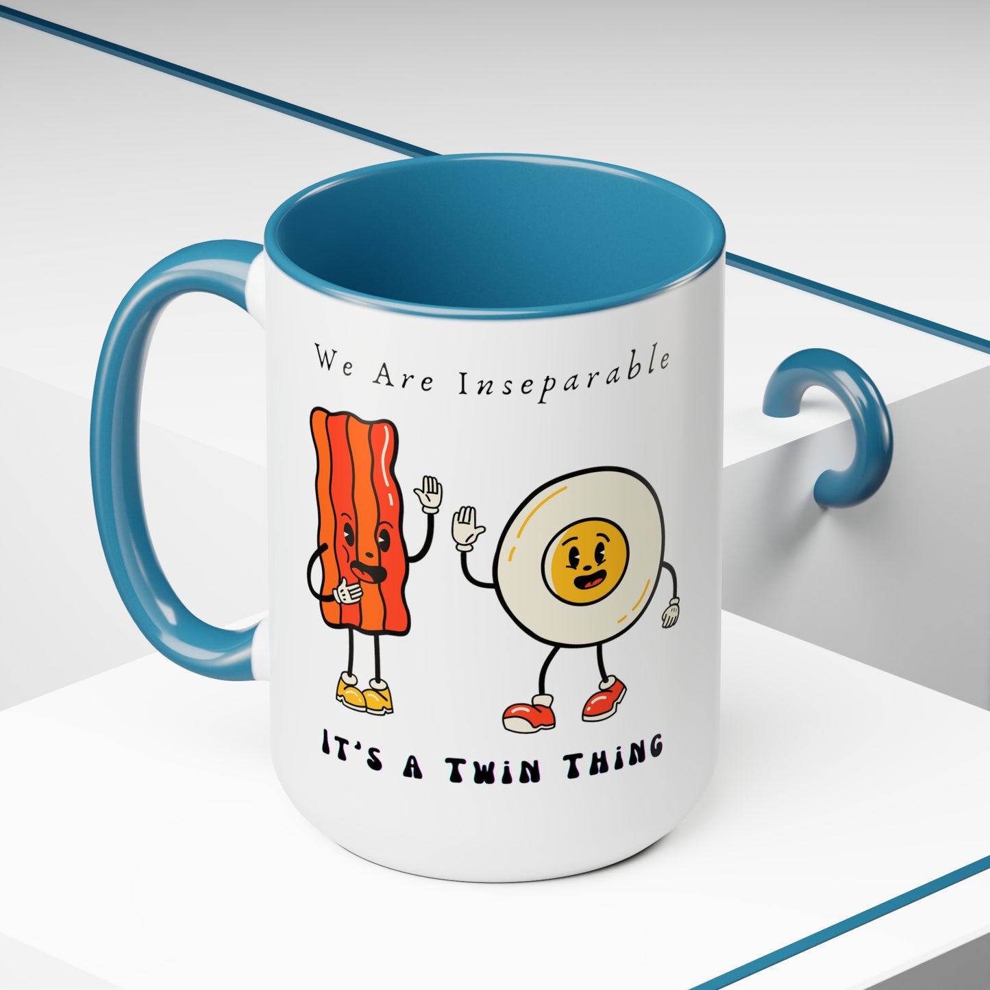 Twin Two-Tone Coffee Mugs, 15oz