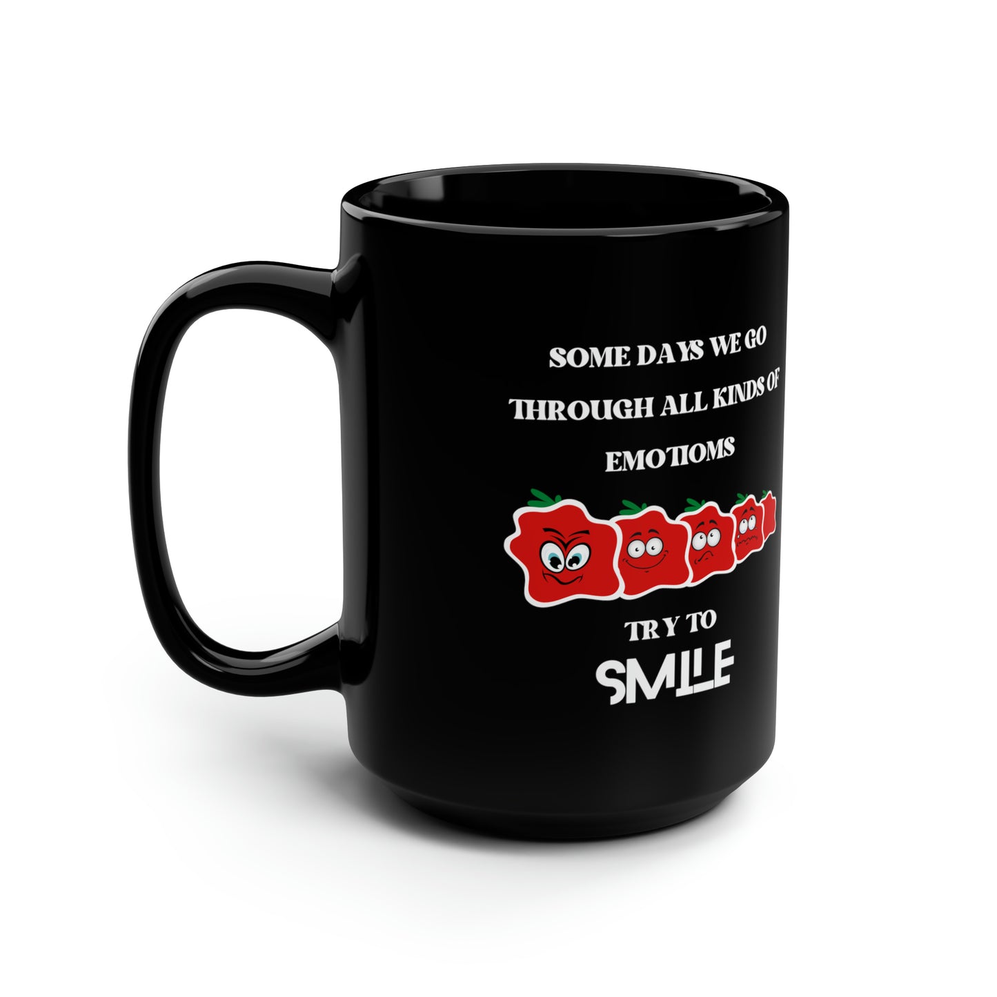 Smile Black Mug, 15oz