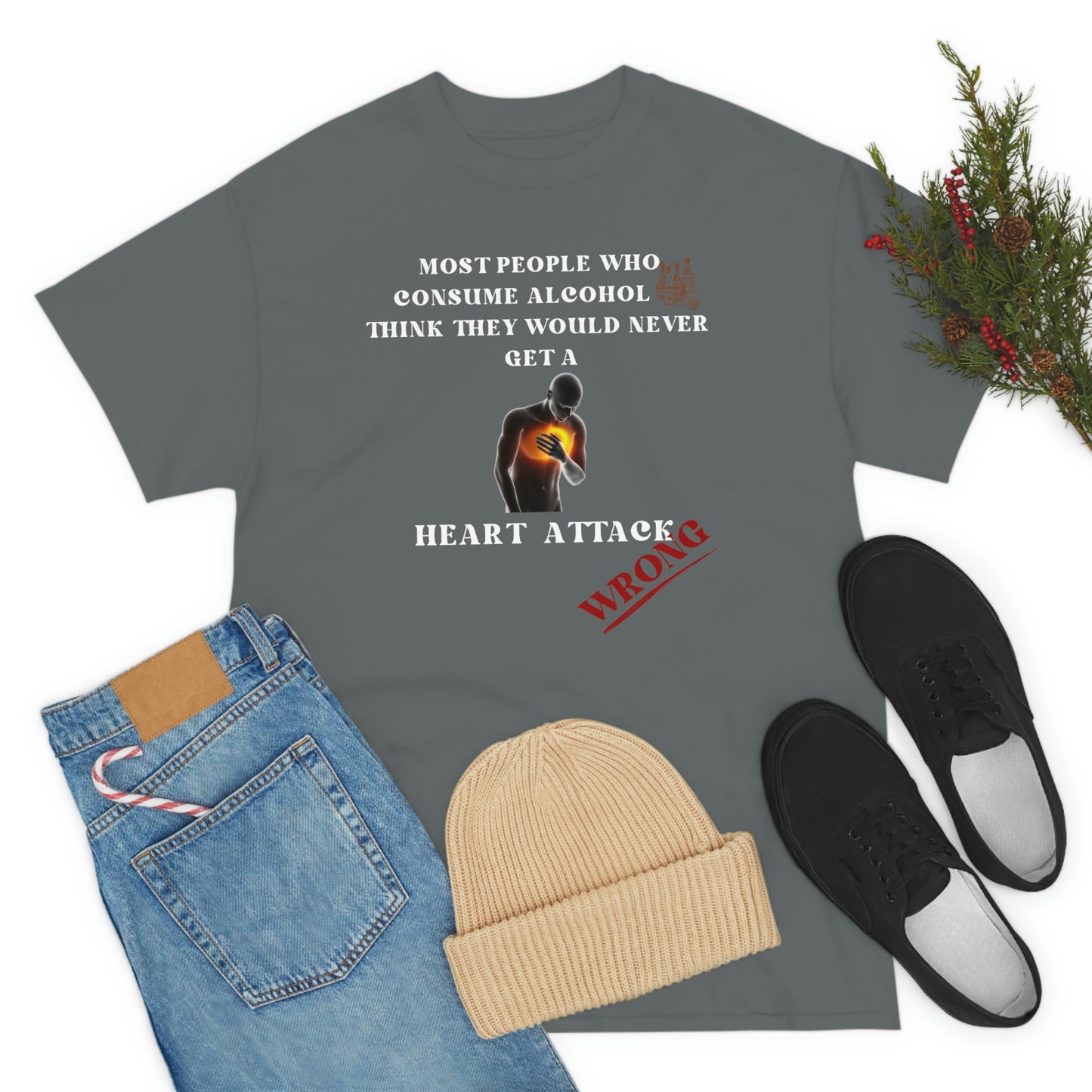 Alcohol and Heart Attack Unisex Heavy Cotton Tee