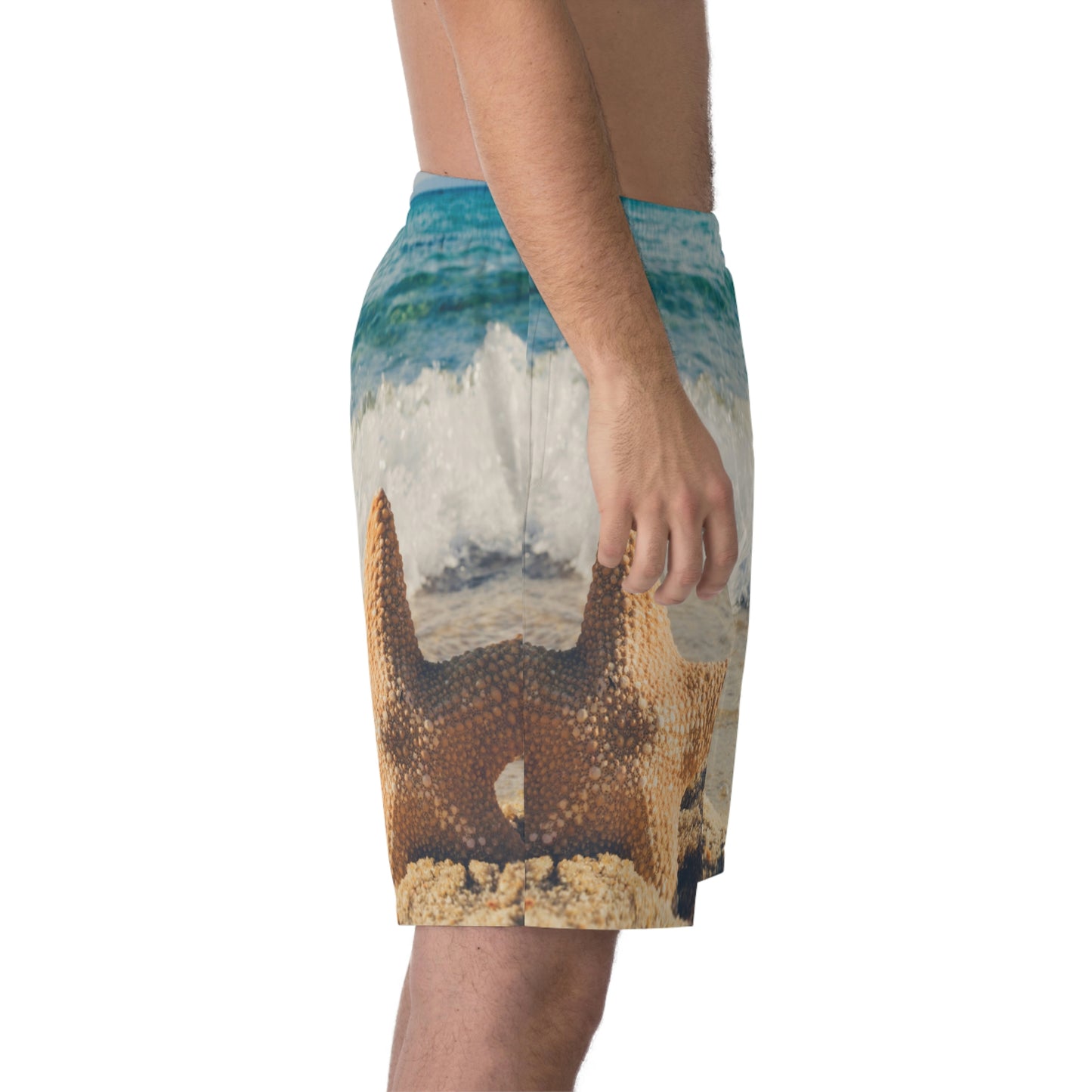 Exotic Print Men's Elastic Beach Shorts (AOP)