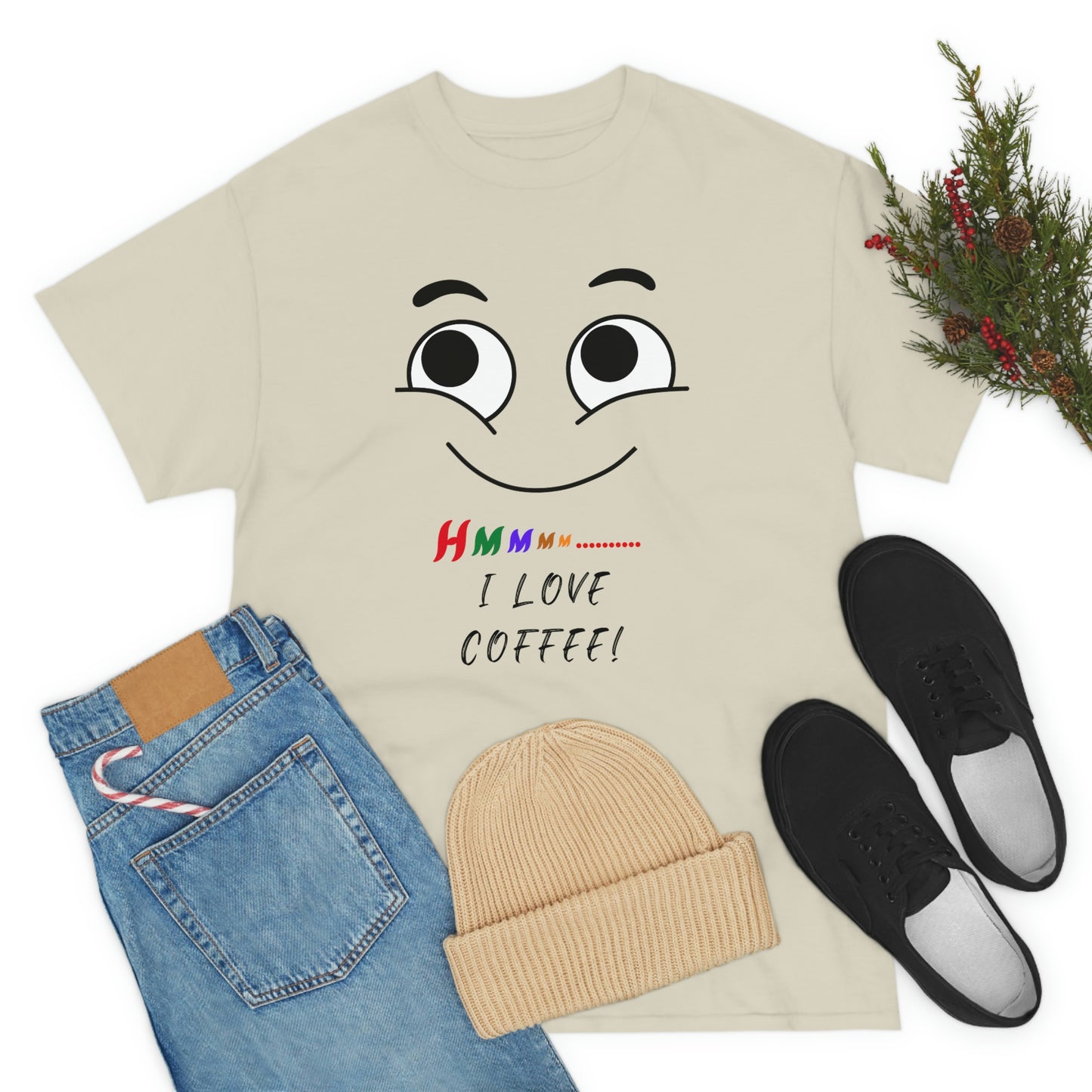 Hmmm... I Love Coffee, Unisex Heavy Cotton Tee