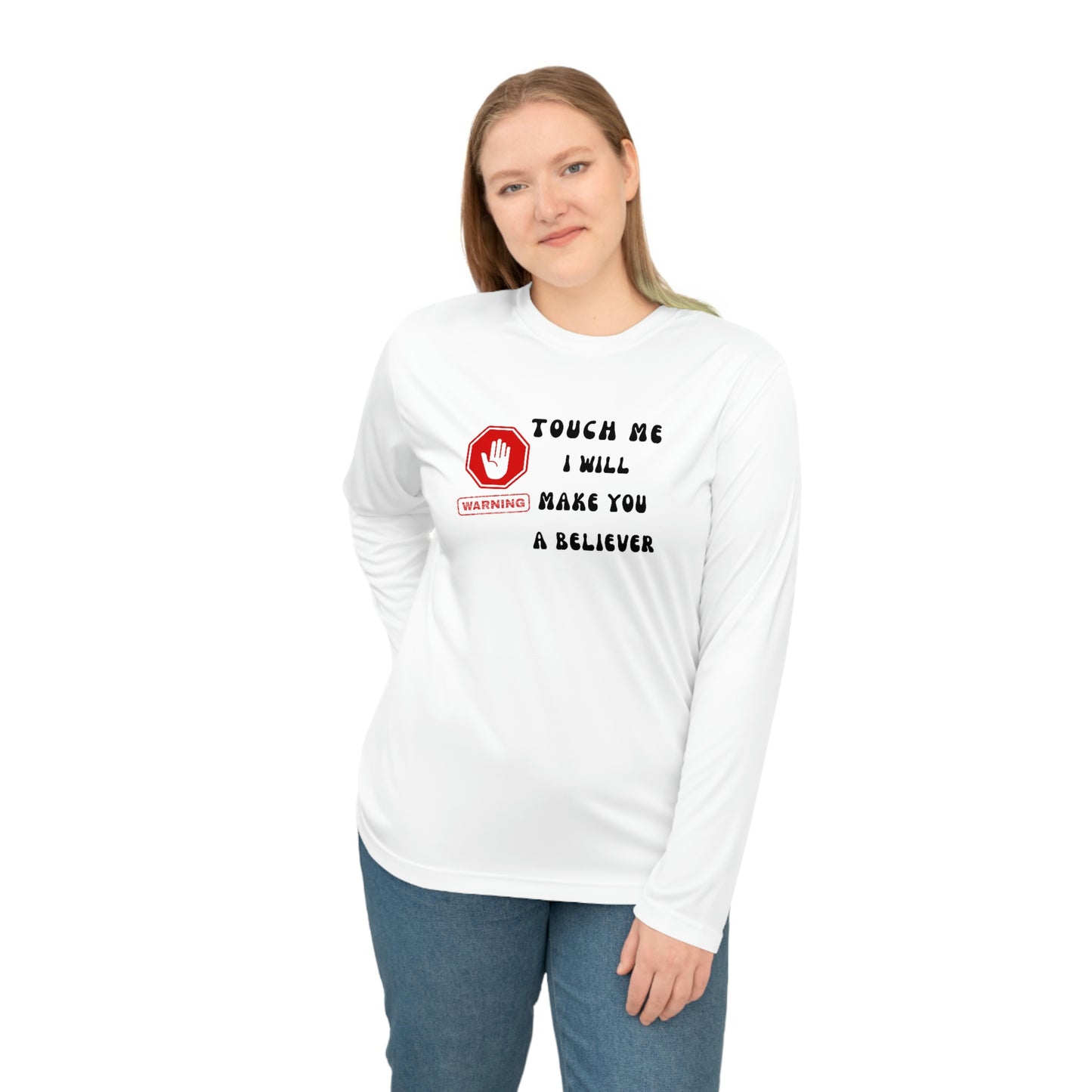 Warning, Unisex Performance Long Sleeve Shirt