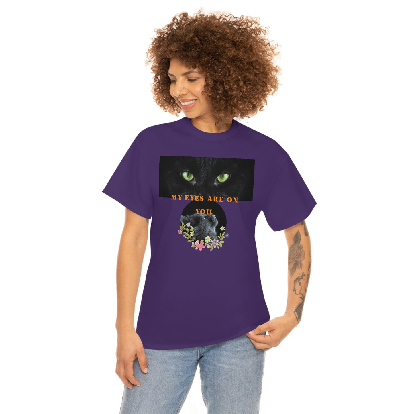 Cat My Eyes Are On You Unisex Heavy Cotton Tee