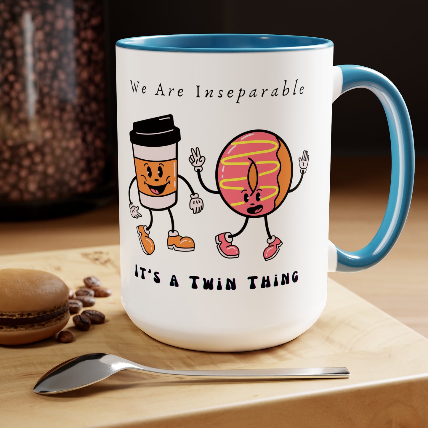 Twin Two-Tone Coffee Mugs, 15oz