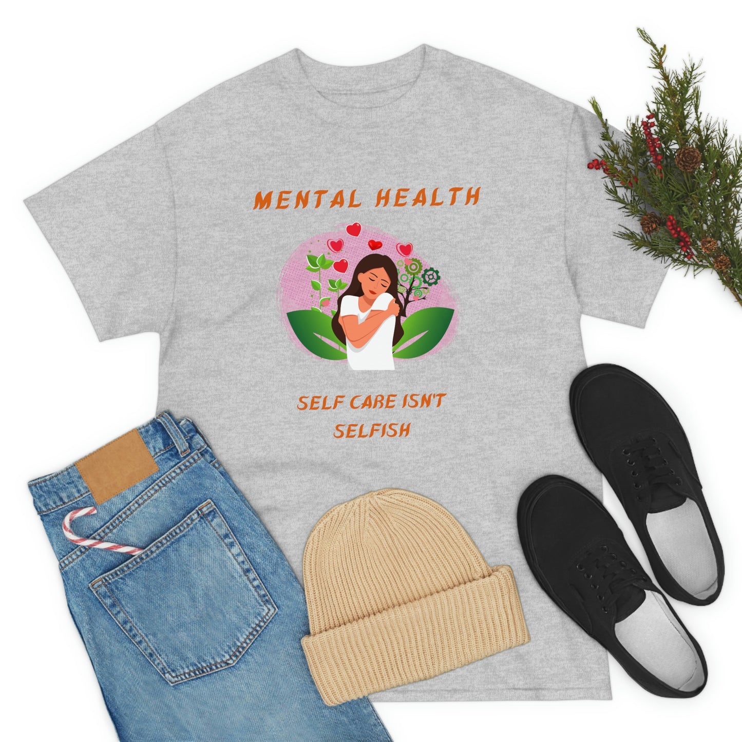 Mental Health Self Care Unisex Heavy Cotton Tee