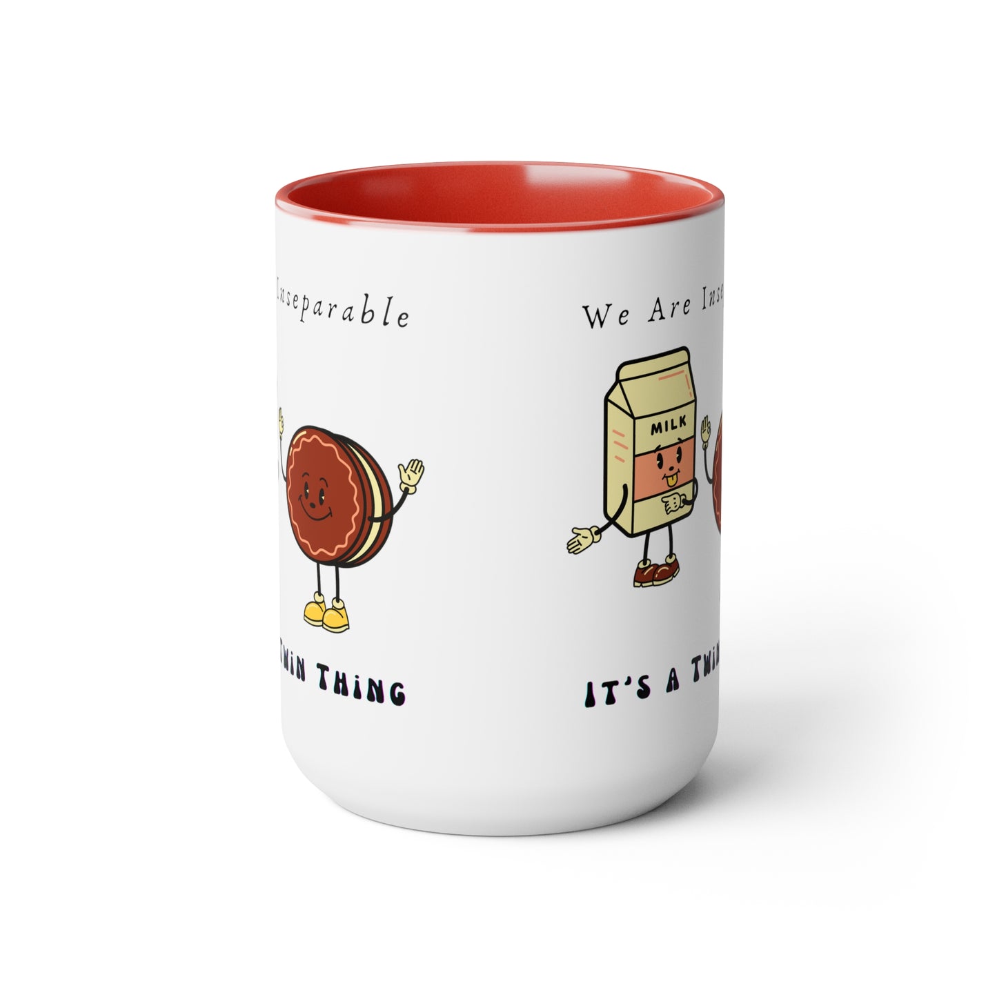 Twin Two-Tone Coffee Mugs, 15oz