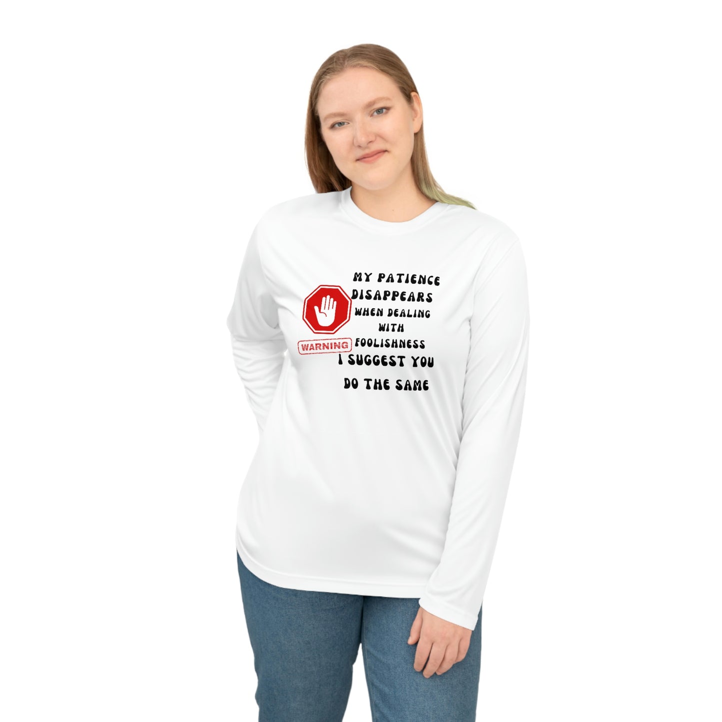 Warning, Unisex Performance Long Sleeve Shirt