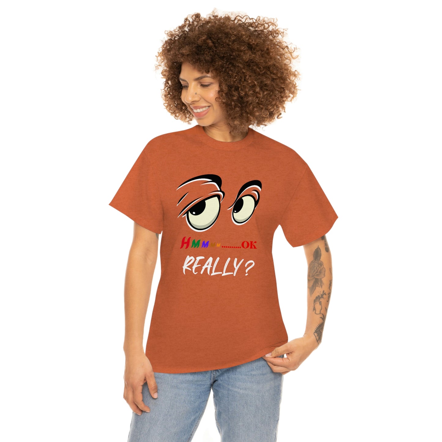 Hmmm Funny Unisex Heavy Cotton Tee