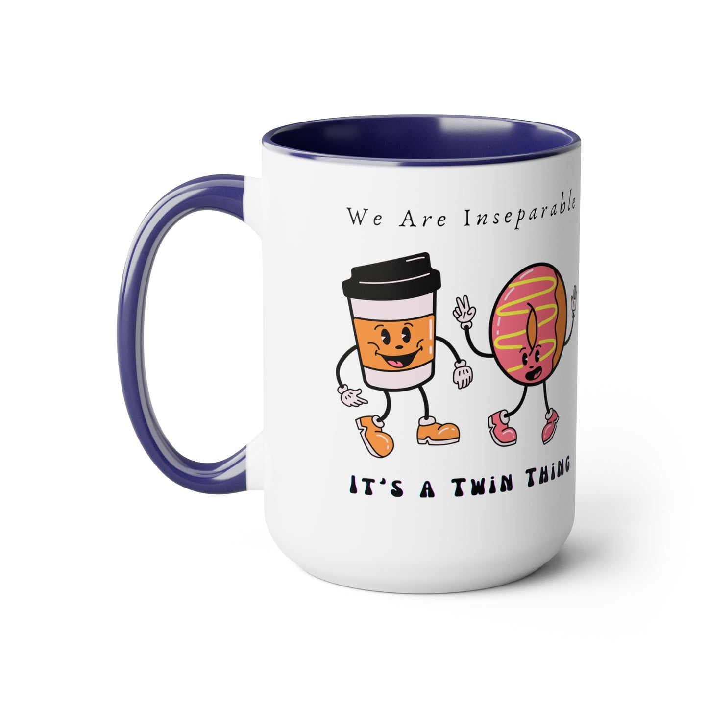 Twin Two-Tone Coffee Mugs, 15oz