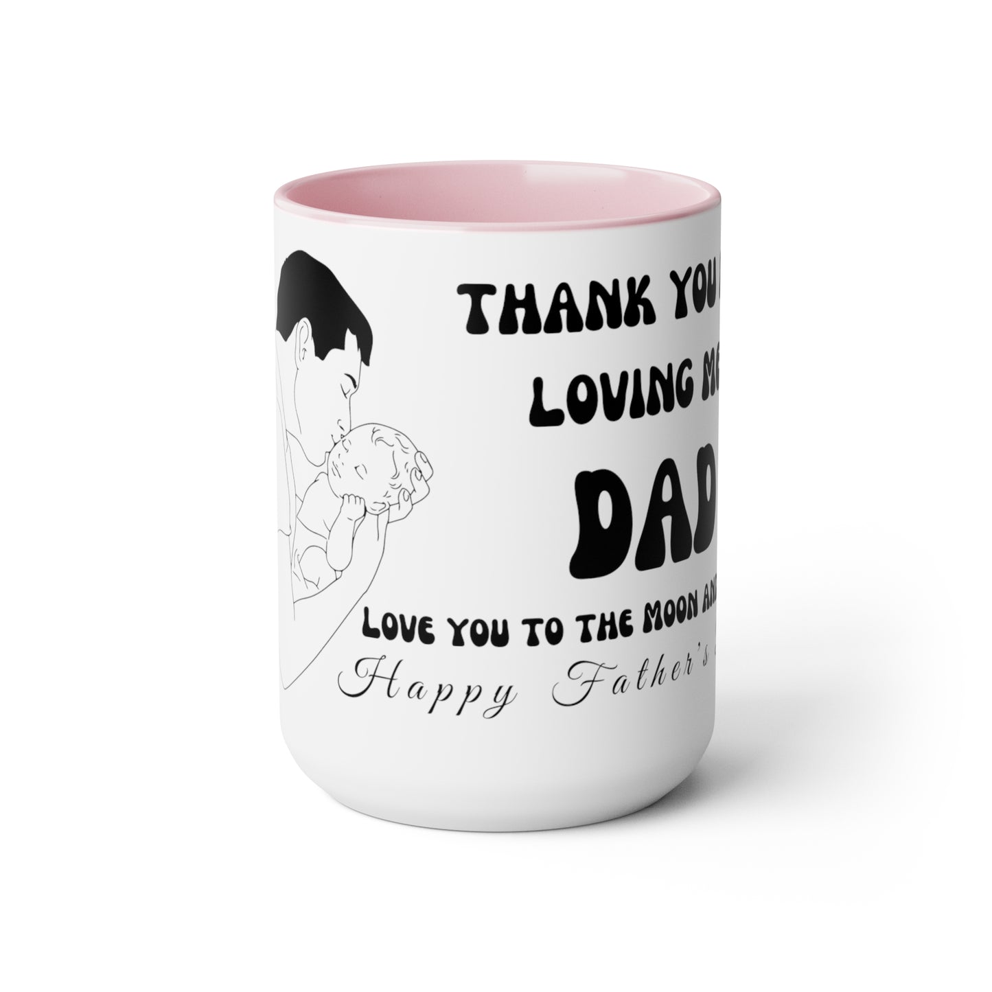 Exotic Print Father's Day "Love you to the moon and back" Two-Tone Coffee Mugs, 15oz